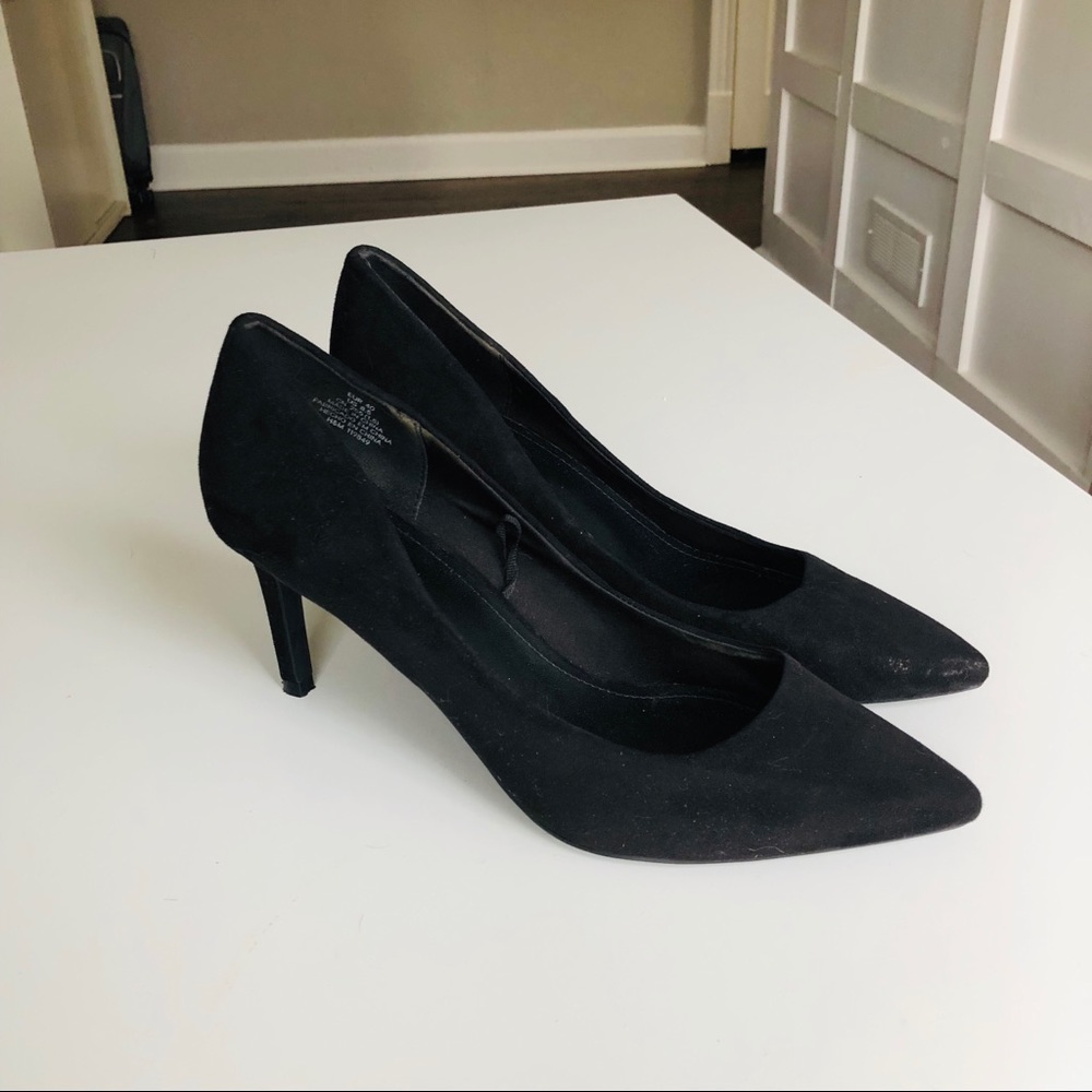 Faux Suede Black Kitten Heels